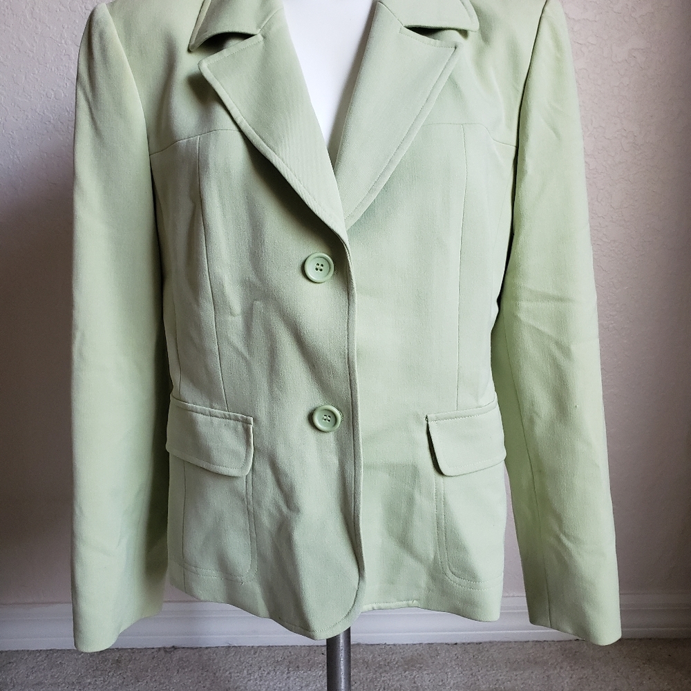 Style & Co Green Petite Blazer Sz 12P Strech
